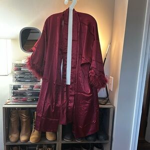 Silky burgundy robe